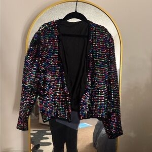 American Vintage Black Multicolor Sequin Blazer